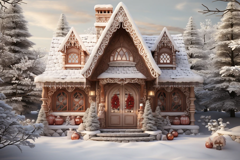 圣诞姜饼屋雪景