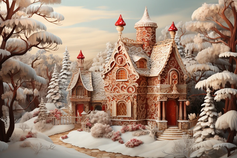 圣诞姜饼屋雪景