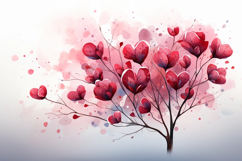 悬挂心形树枝