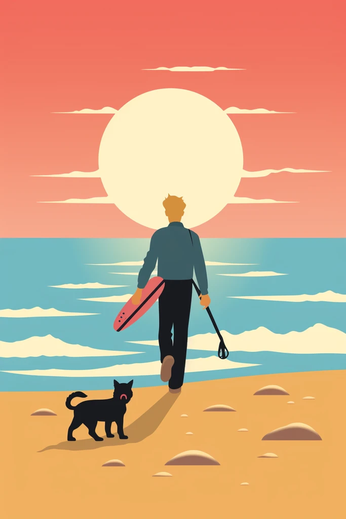 牛仔靴女子扛粉红冲浪板