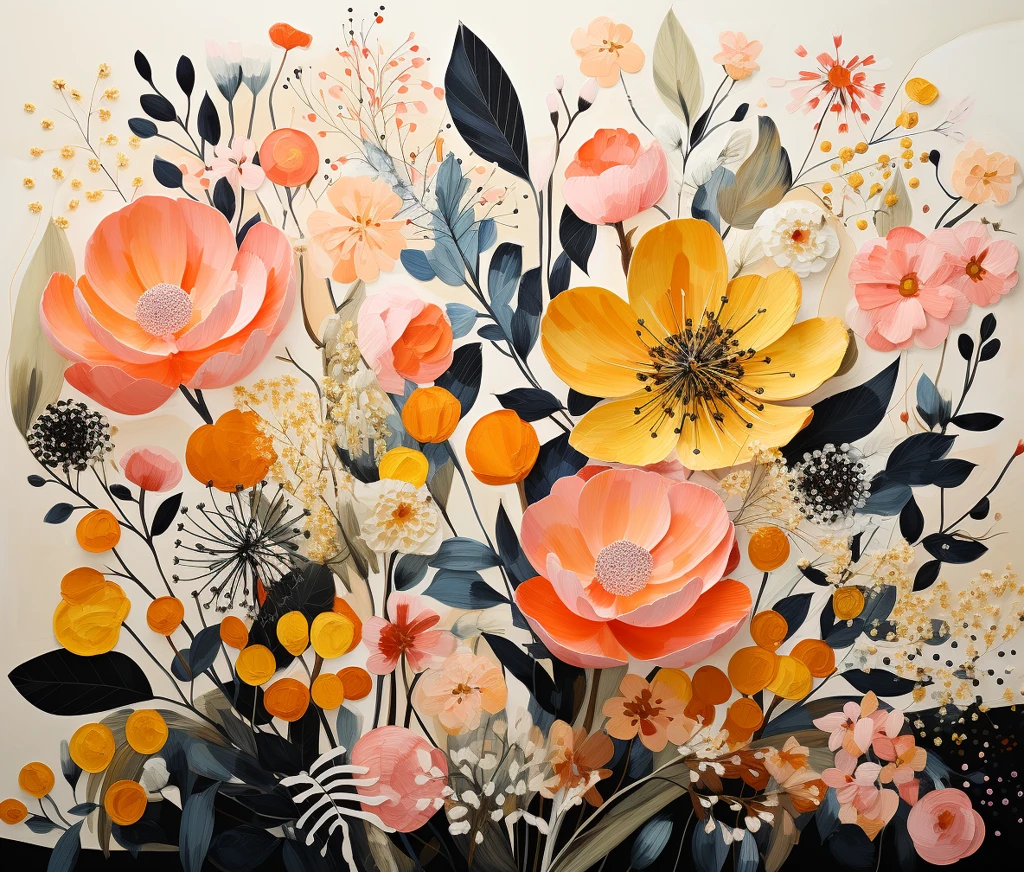 热带植物几何画