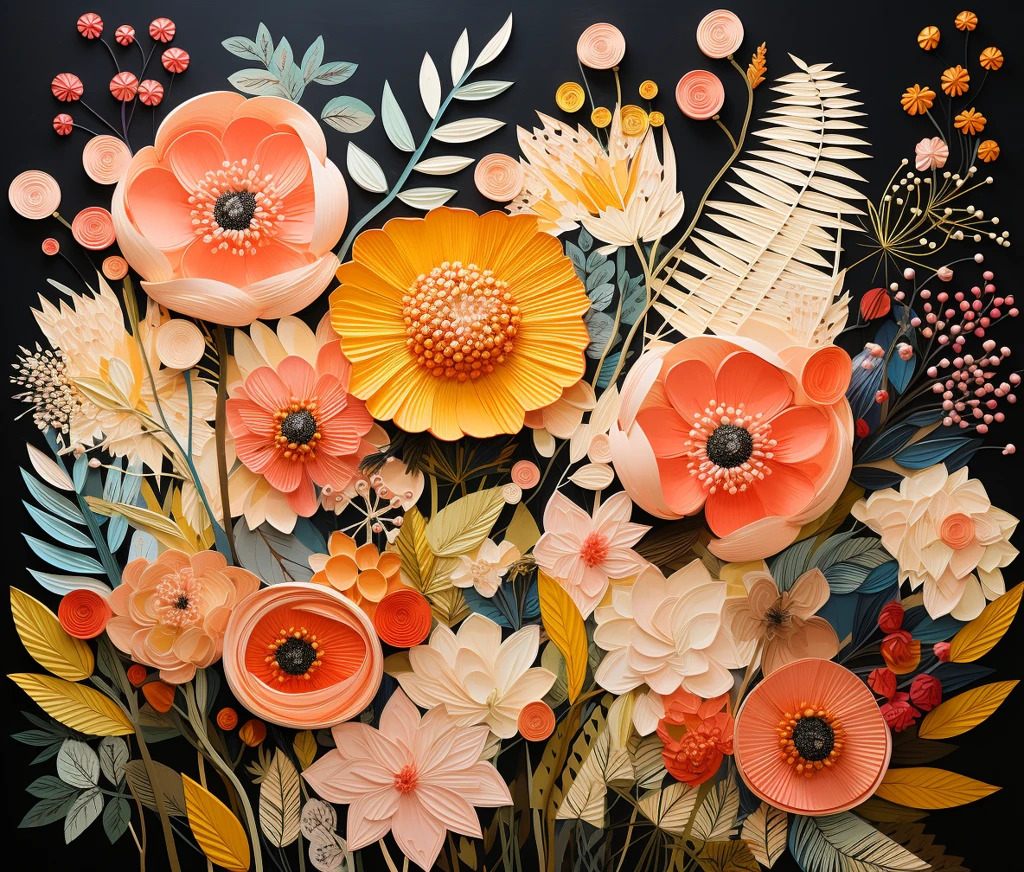 热带植物几何画