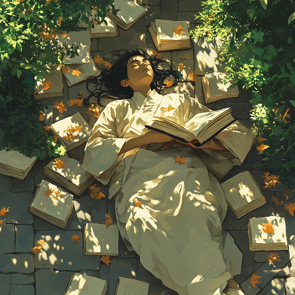 学童林荫梦书眠