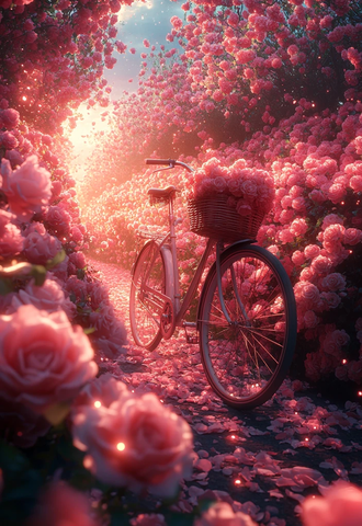 玫瑰海中的自行车