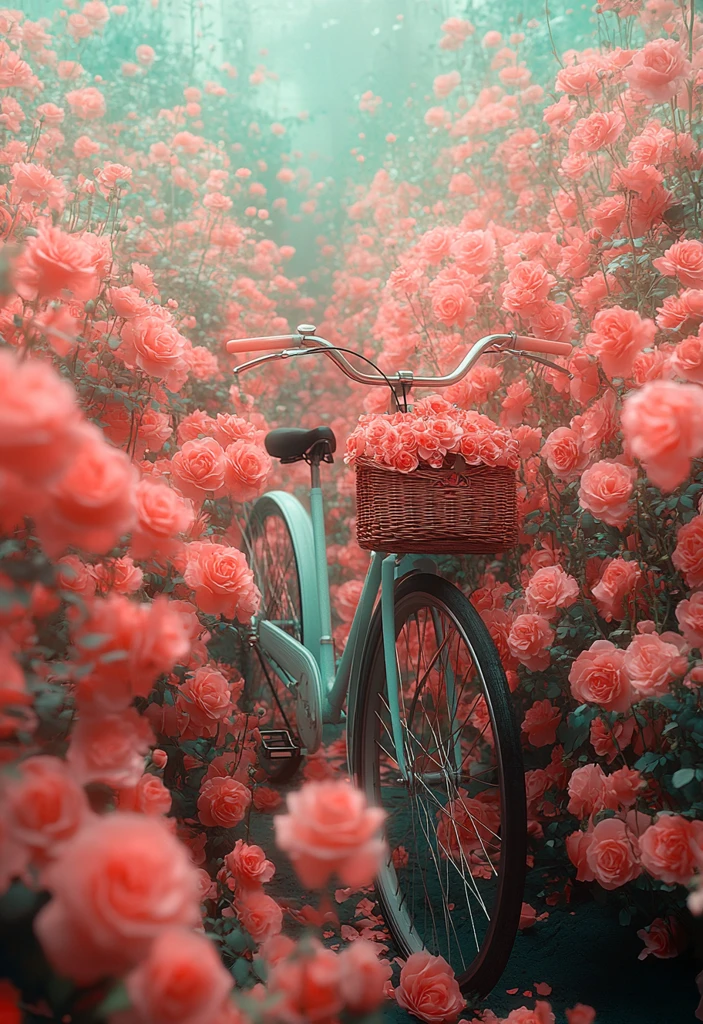 玫瑰海中的自行车