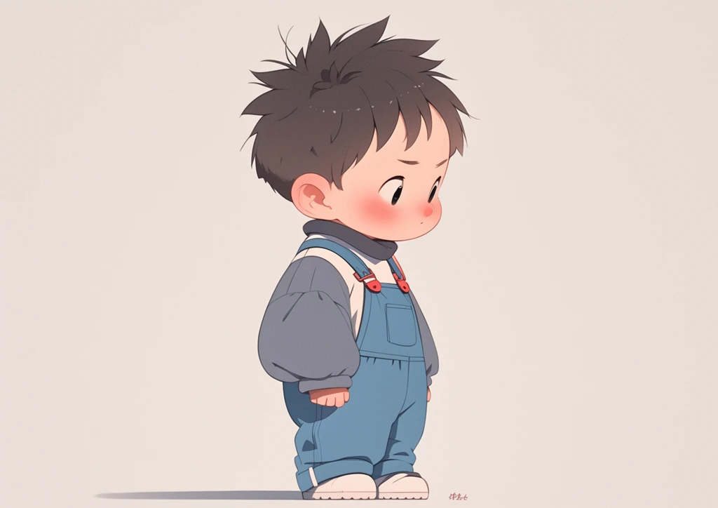 小男孩穿工装裤