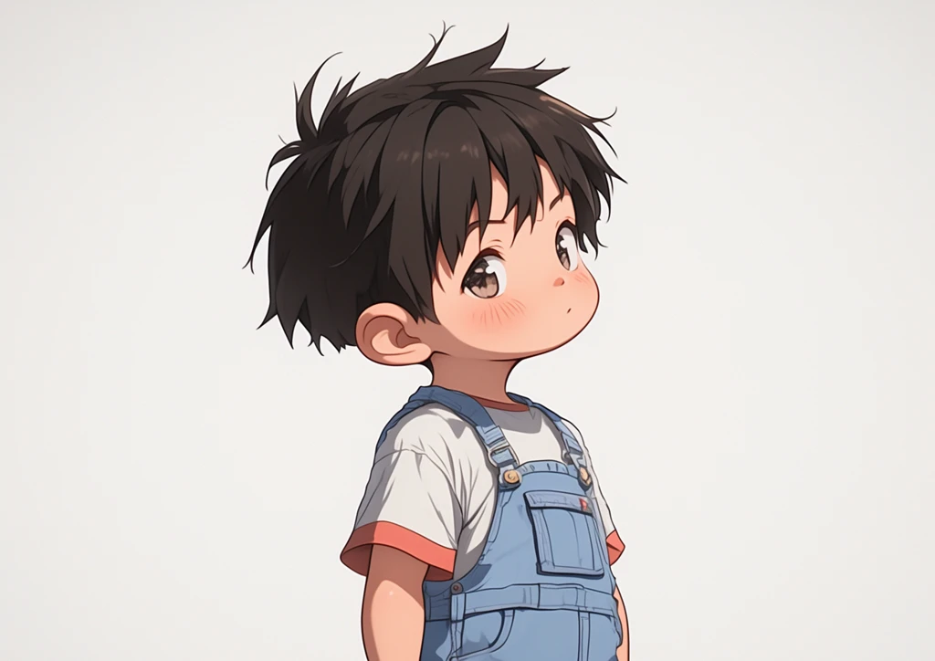 小男孩穿工装裤