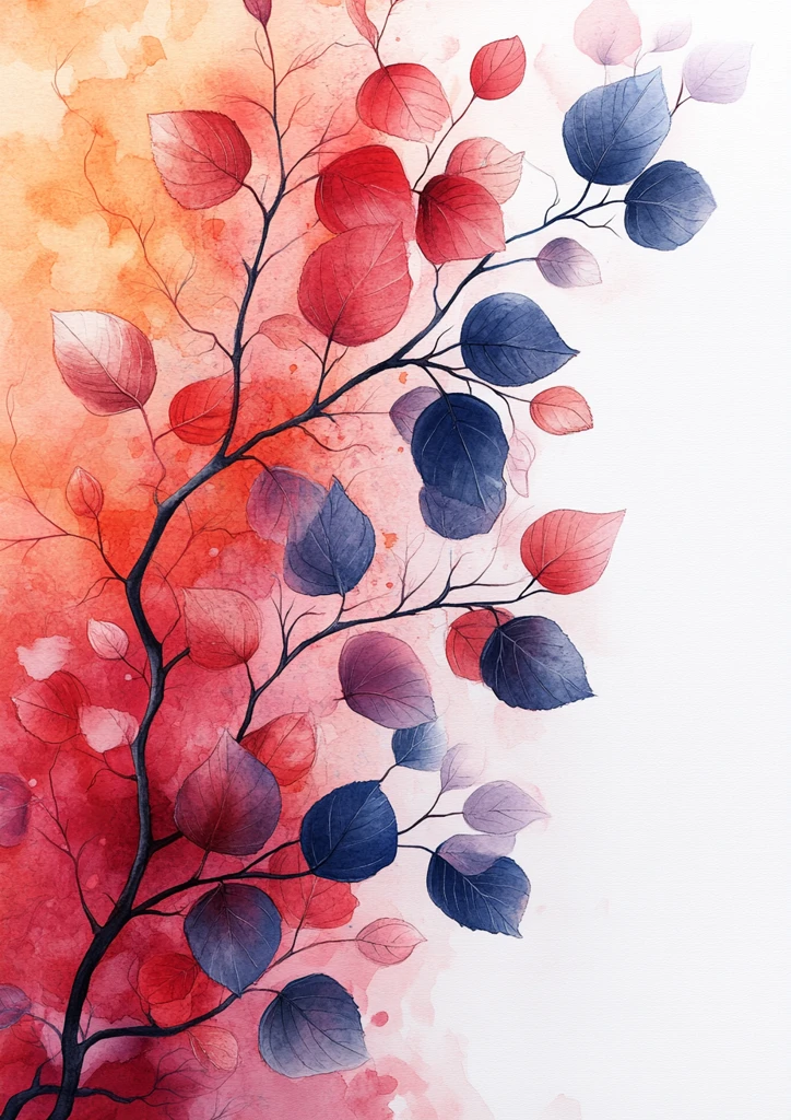 粉色紫色树叶枝条