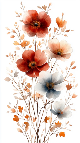 花朵与旗水彩图