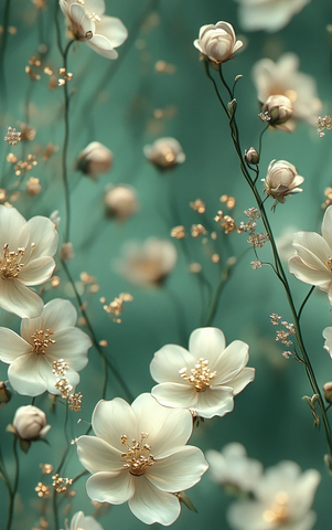 绿紫渐变花卉图案