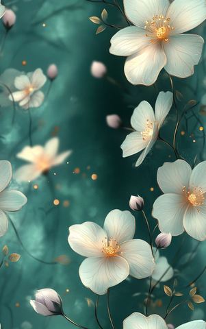 绿紫渐变花卉图案