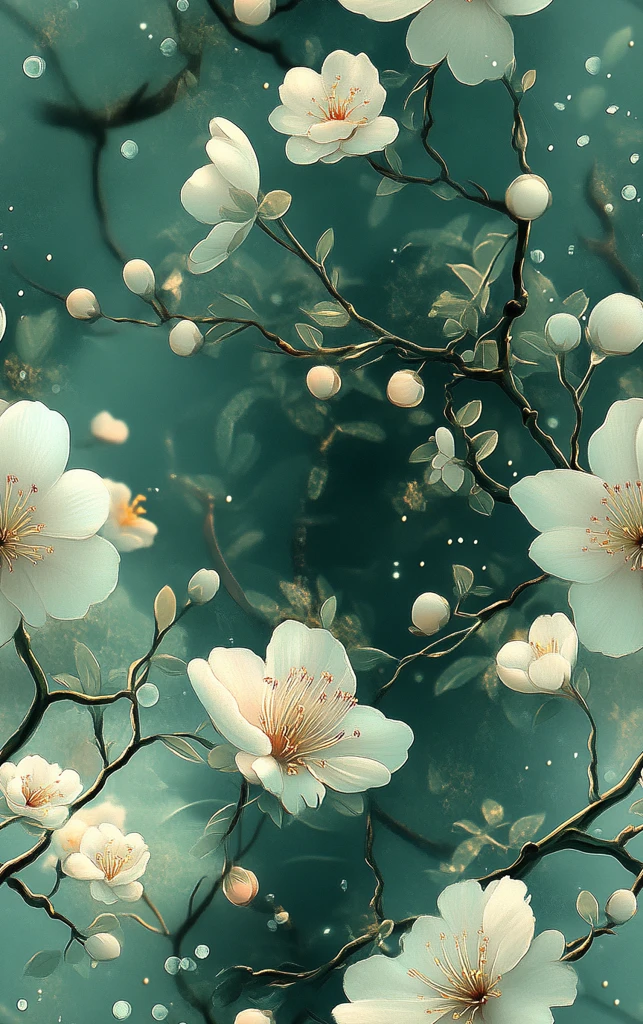 绿紫渐变花卉图案