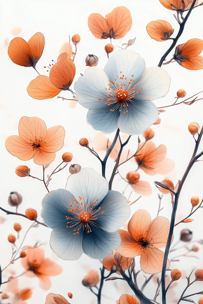 粉蓝棕花纹图案摄影