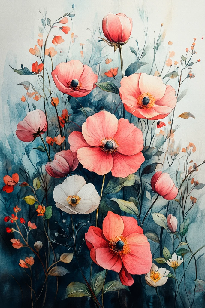 水彩花卉婚礼请柬