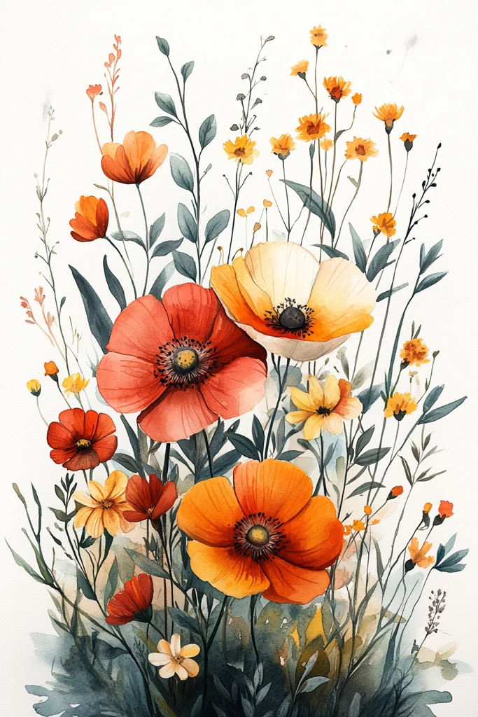 水彩花卉婚礼请柬