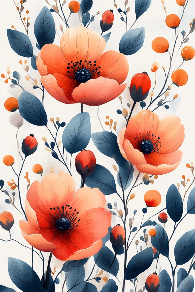 水彩花卉周食记