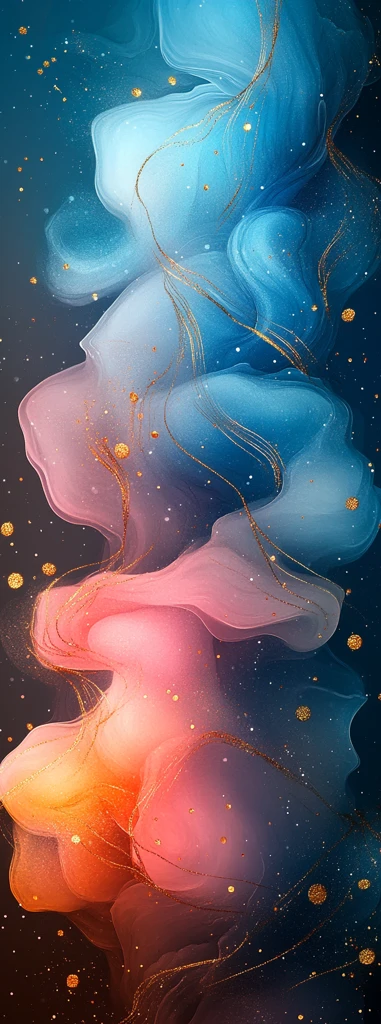 蓝粉水彩金色纹理