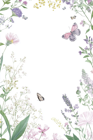 粉色紫色花朵细框