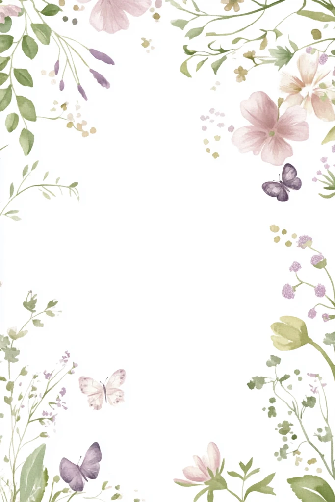 粉色紫色花朵细框