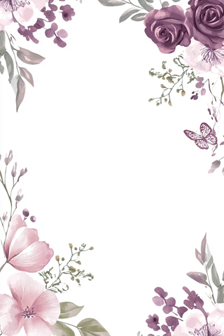粉色紫色花朵细框