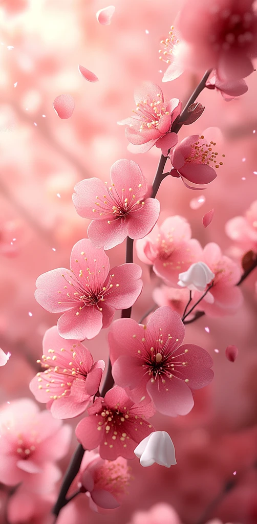 粉色花瓣与白花