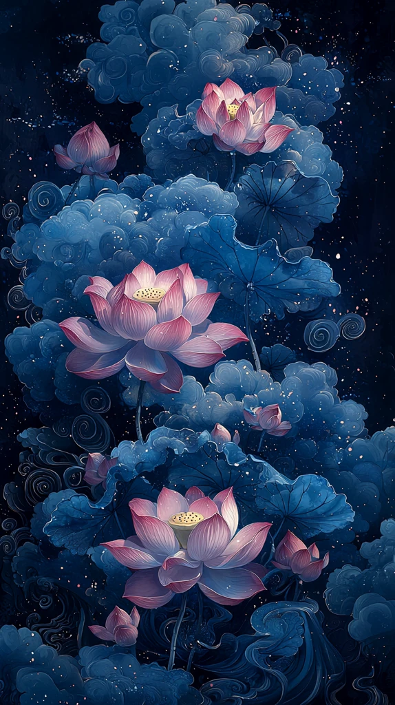 莲花云纹中式框