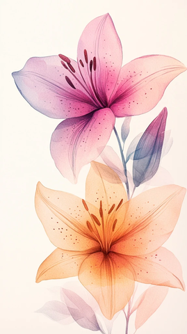 水彩百合抽象花瓣