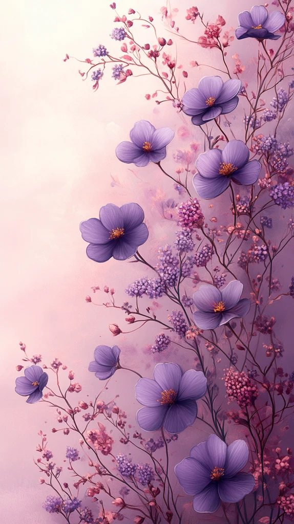 紫色小花环绕设计