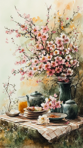 春日花间野餐图