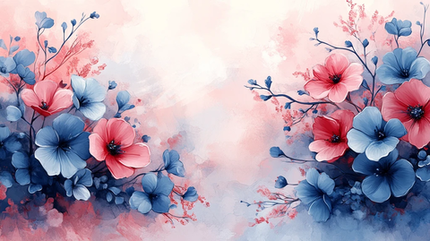 花卉边框水彩背景