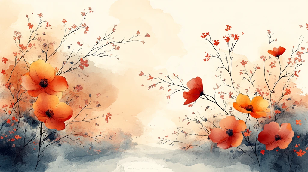 花卉边框水彩背景