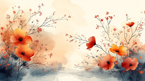 花卉边框水彩背景