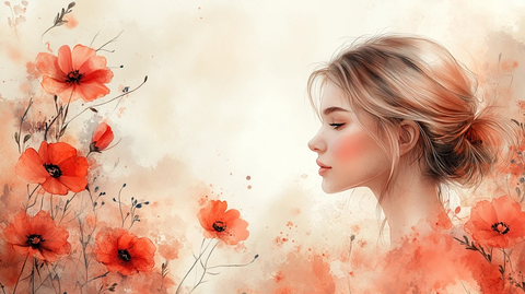 花卉边框水彩背景