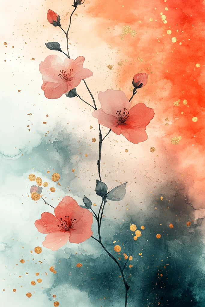 法式花卉水彩纹样