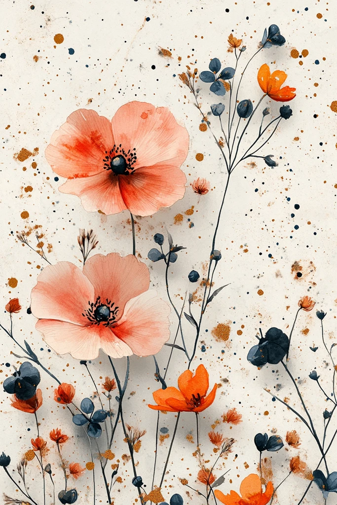 法式花卉水彩纹样