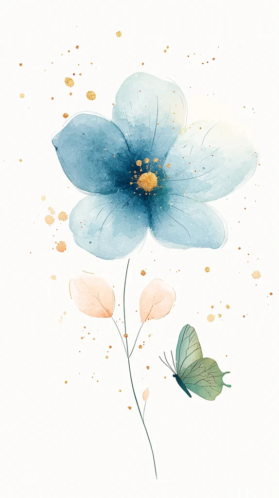 青花金蕊绿蝶图