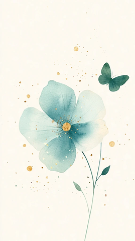 青花金蕊绿蝶图