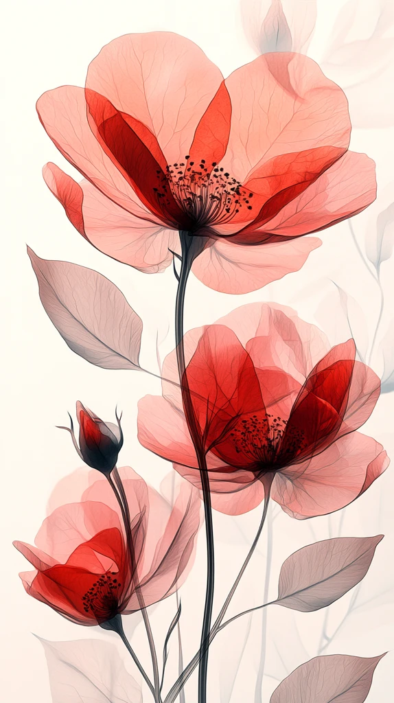 红玫瑰水彩花卉