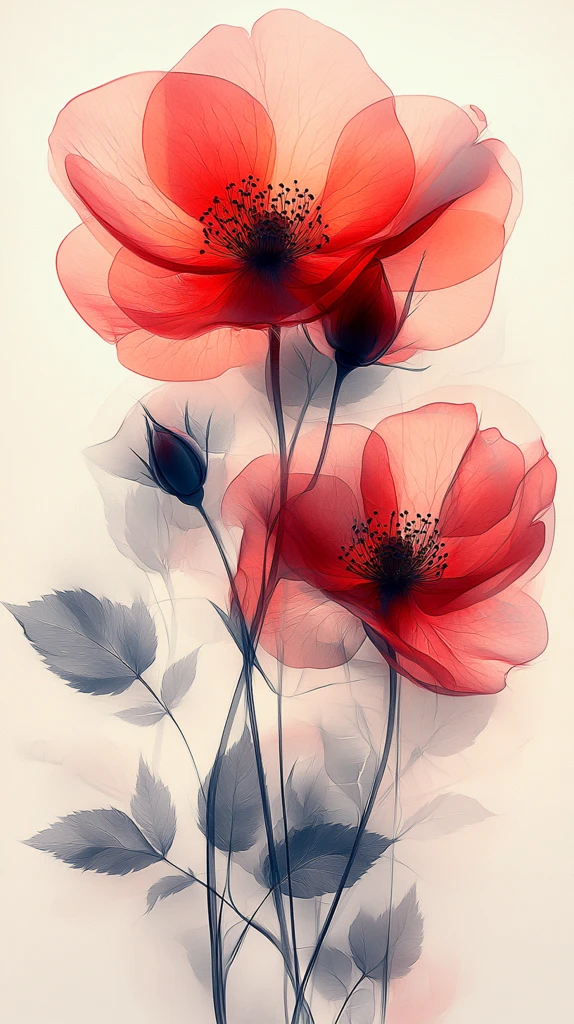 红玫瑰水彩花卉