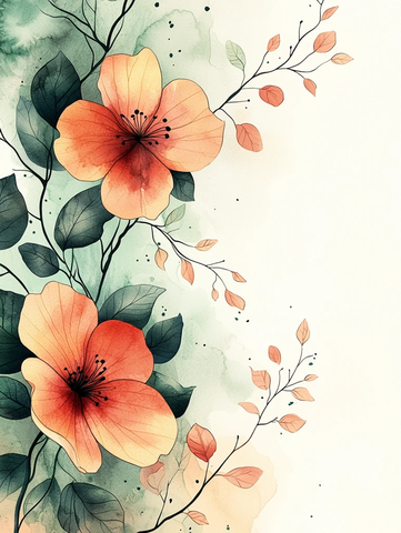 水彩花叶背景图