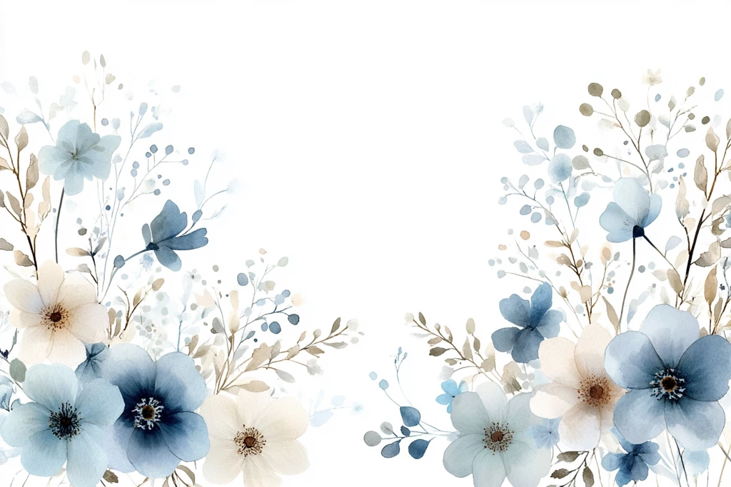 水彩花卉顶部装饰