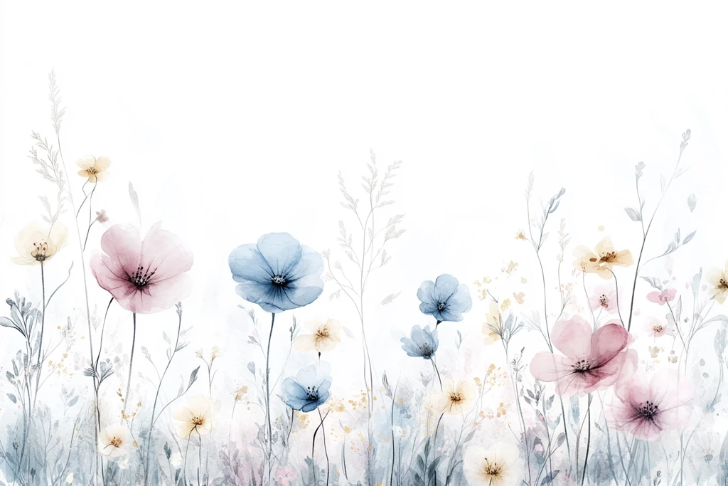 水彩花卉顶部装饰