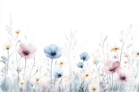 水彩花卉顶部装饰