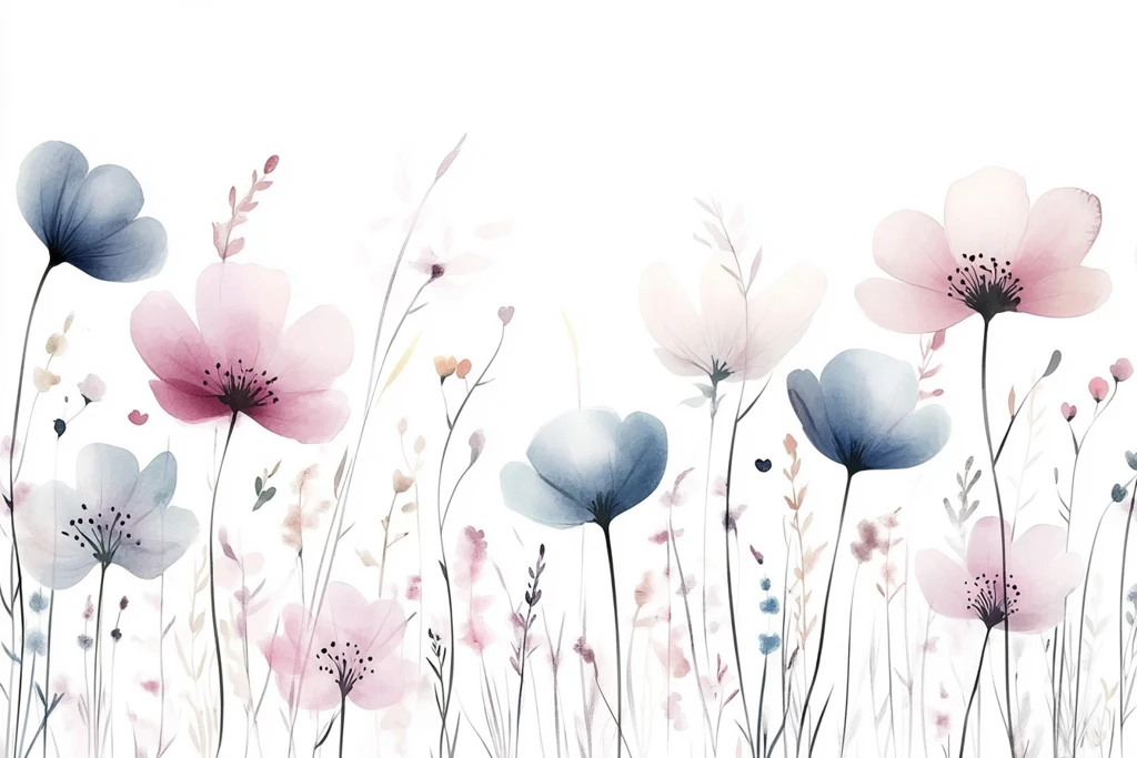 水彩花卉顶部装饰