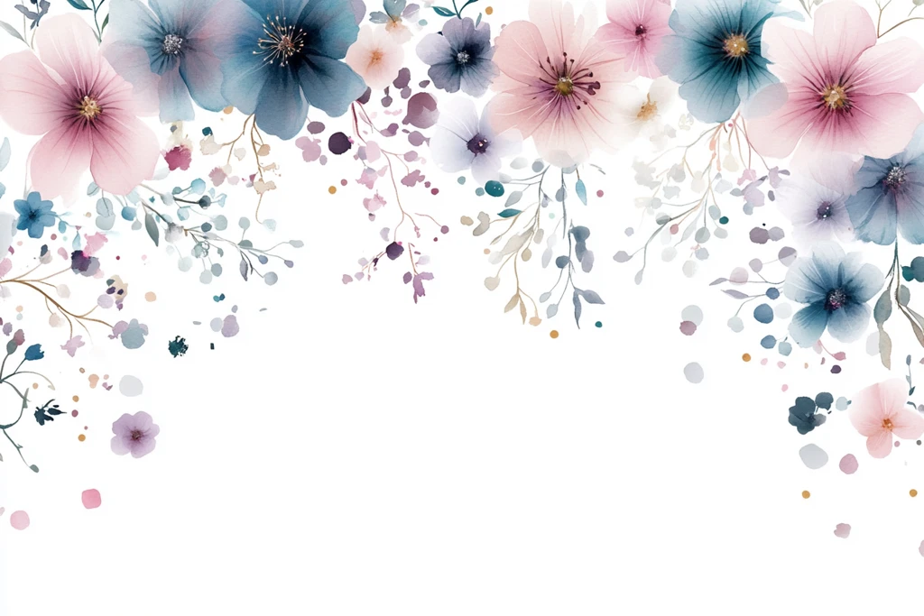 水彩花卉顶部装饰