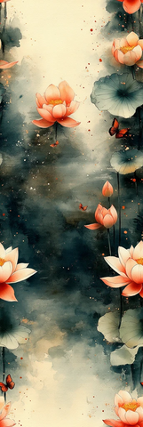 中式水墨蝴蝶百合