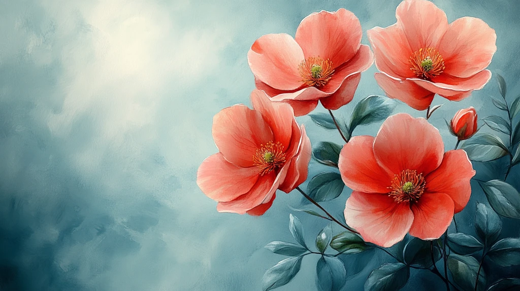 水彩花卉展示模板