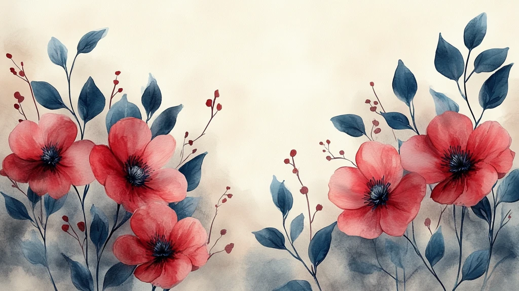 水彩花卉展示模板