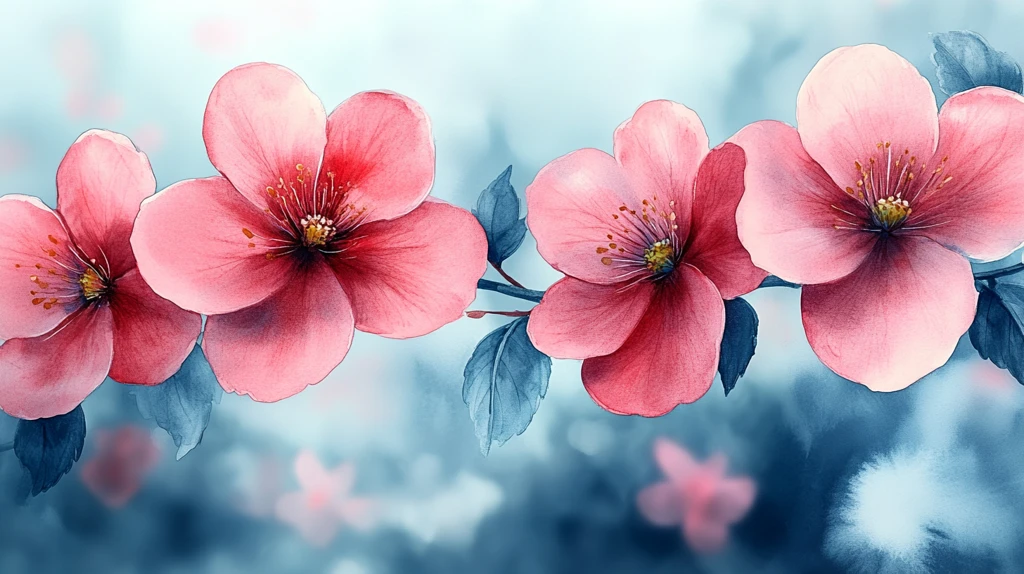 水彩花卉展示模板