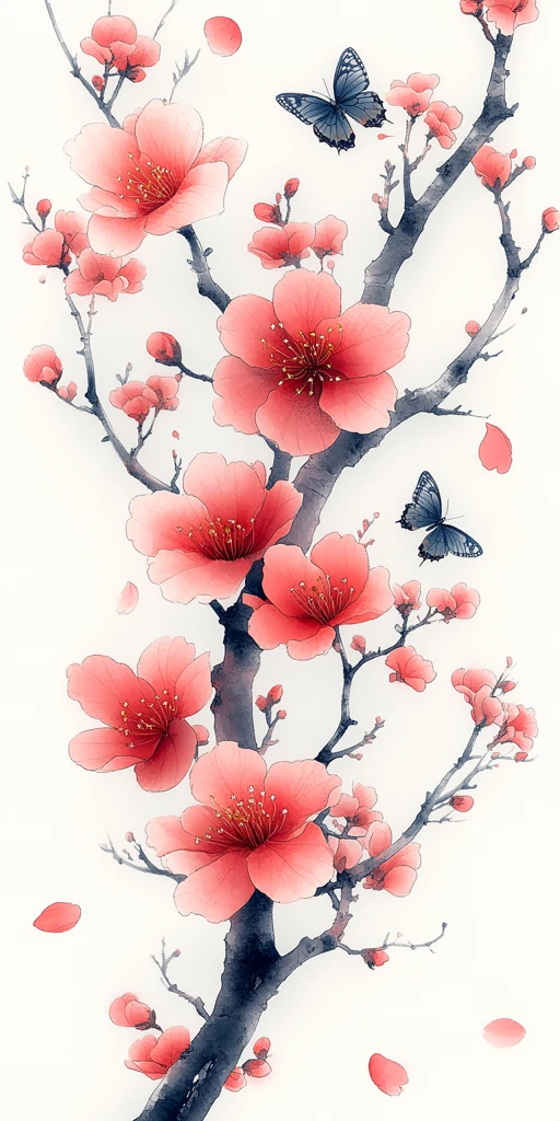 樱花枝蝴蝶图案